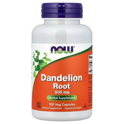 DANDELION ROOT NOW - 500Mg x 100 Veggie Capsules