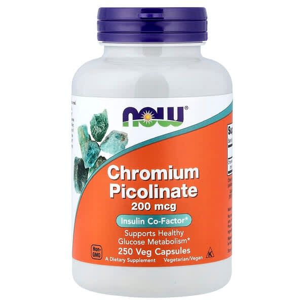 Picolinato de Cromo NOW - 200 Mcg x 100 Veggie Capsules