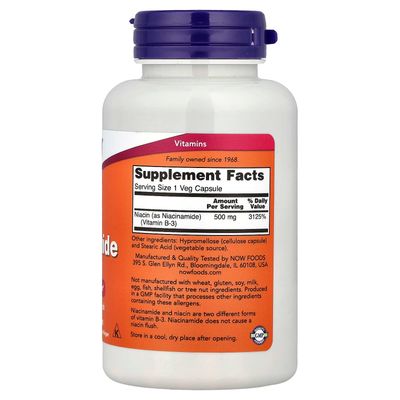 Niacinamide NOW - 500 Mg x 100 Veggie Capsules