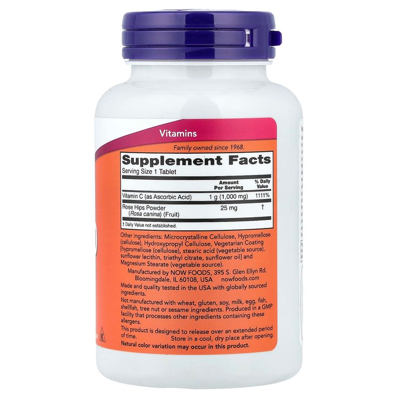 Vitamina C NOW - 1000 Mg x 100 Veggie Capsulas