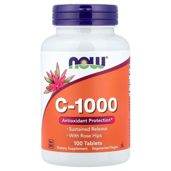 Vitamina C NOW - 1000 Mg x 100 Veggie Capsulas