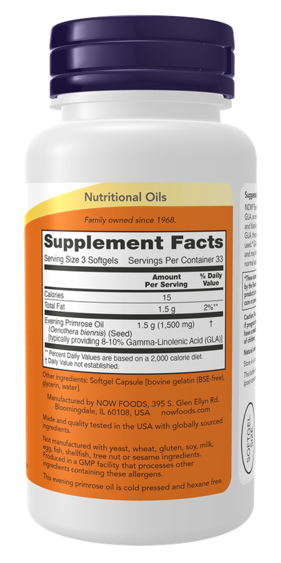 Evening Primrose Oil NOW - 500 Mg x 100 Sofgels