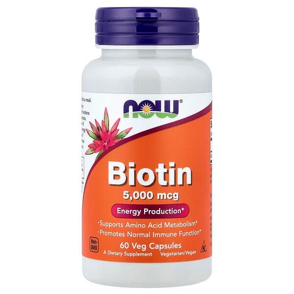 Biotin NOW - 5.000 Mg x 60 Veggie Capsules