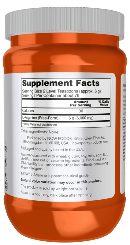 L-Arginine Powder NOW x 454Gr