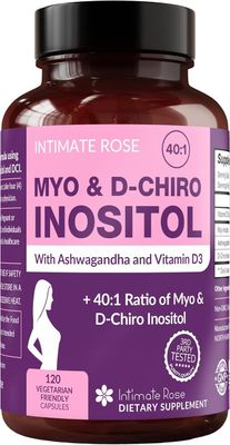 Myo &amp; D-chiro Inositol + Ashwagandha + D3 Intimate Rose x 120 Vegetarian Capsules