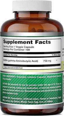 GABA Amazing Formulas - 750Mg x 100 Veggie Capsules