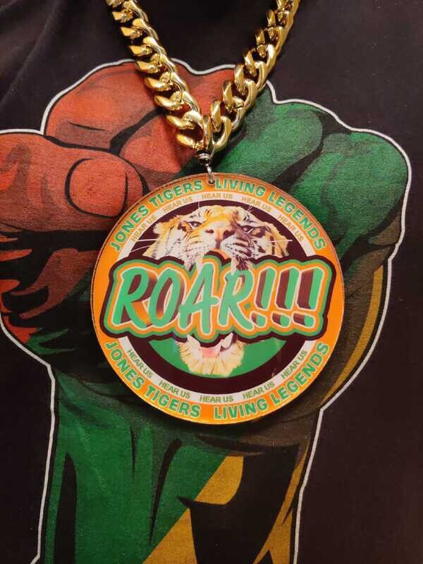 Jones Tigers &quot;Hear Us ROAR!!!&quot; Medallions w/Gold or Silver Bling Chain