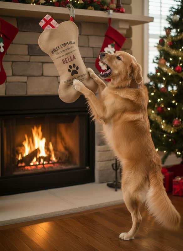 Personalized Dog Bone Christmas Stocking