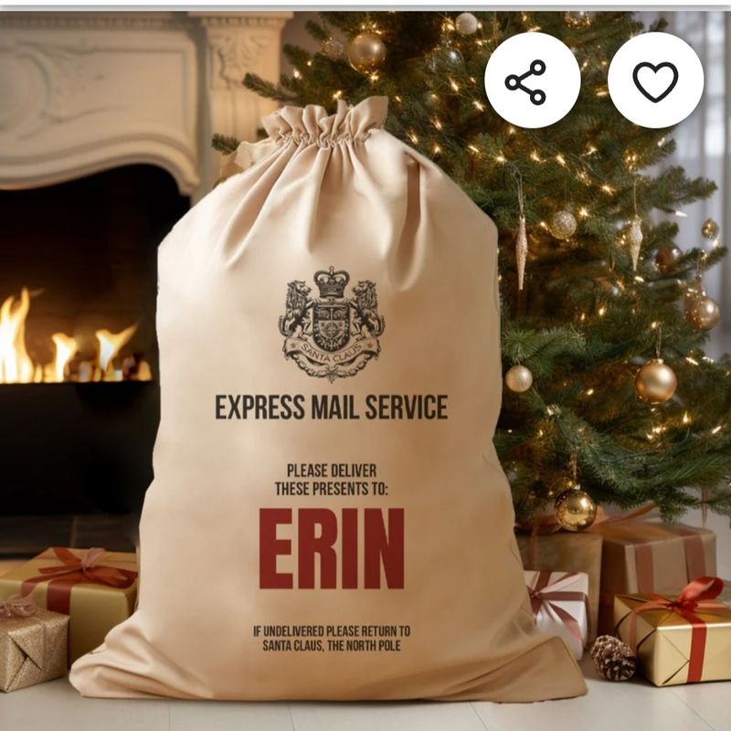 Personalized for You Drawstring Letterpress Burlap Santa Sack