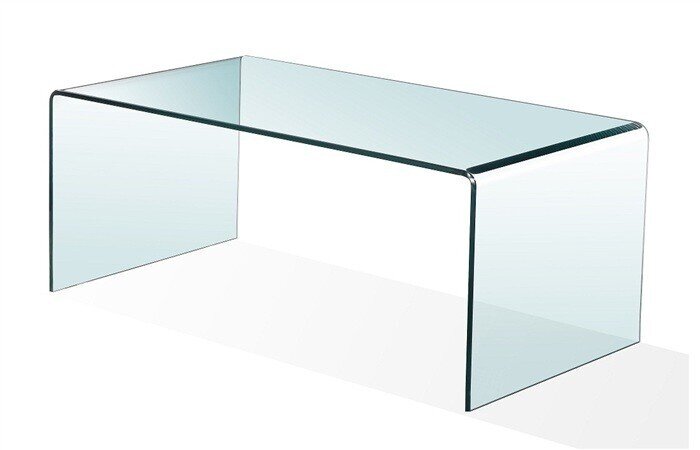 Mesa CHEVAL, baja, cristal curvado, 100x48 cms