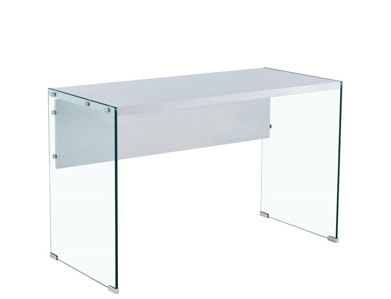 Mesa CHIERI, cristal, lacada blanca, 120 x 56 cms