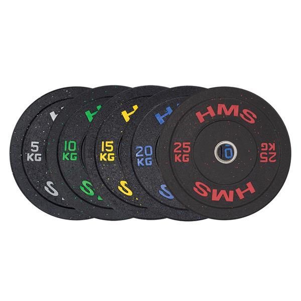 SET 100/150KG DISCOS BUMPER PRO HMS PLACA HTBR25
