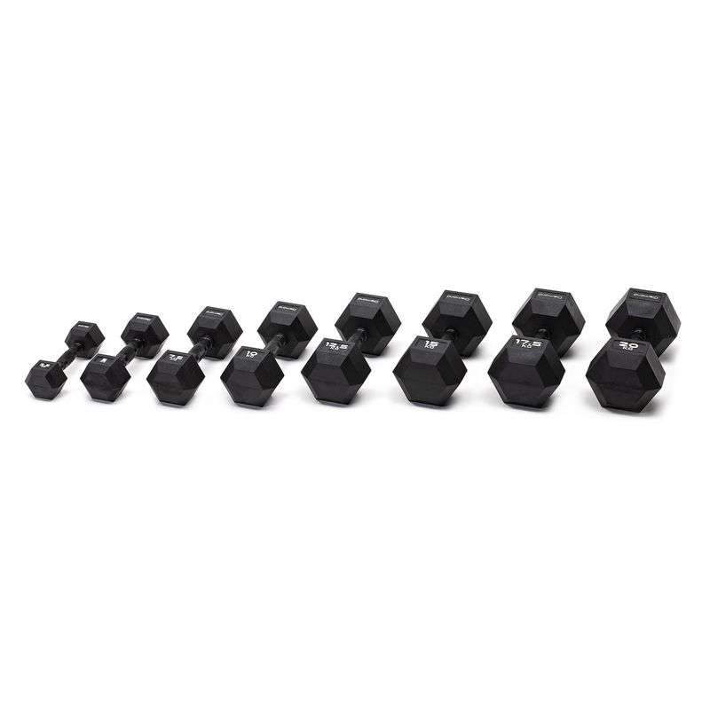 SET MANCUERNAS HEXAGONLAES PROFESIONALES TODO NEGRO DIAMOND FITNESS 2.5 A 20 KG