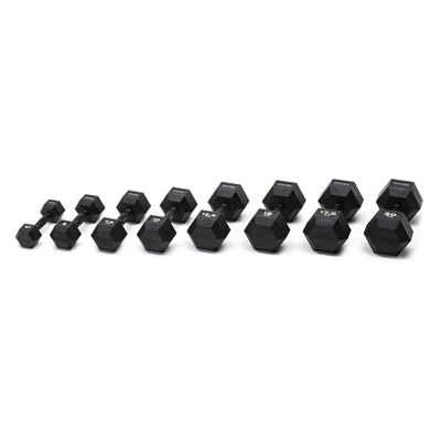 SET MANCUERNAS HEXAGONLAES PROFESIONALES TODO NEGRO DIAMOND FITNESS 2.5 A 20 KG