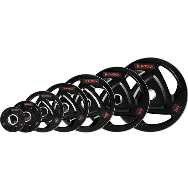 100/150 KG DISCOS OLÍMPICOS PROFESIONALES CON 3 AGARRES HMS TOX