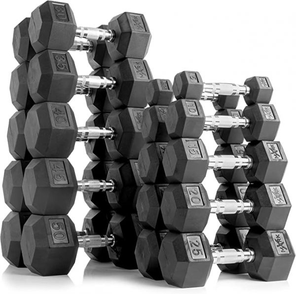 MANCUERNAS HEXAGONALES DE ACERO Y GOMA DE 1KG HASTA 60KG