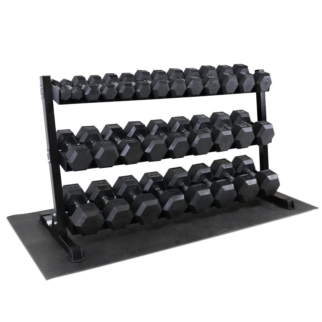SET DE MANCUERNAS HEXAGONALES 2,5–30 KG CON SOPORTE PRO 3 ALTURAS