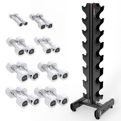 SET MANCUERNAS CROMADAS CHD 2 x 1 - 8 KG (72 KG) + RACK STR36 HMS