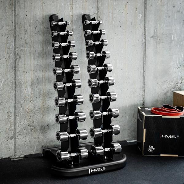SET MANCUERNAS CROMADAS CHD 2 x 1 - 10 KG (72 KG) + RACK STR37 HMS