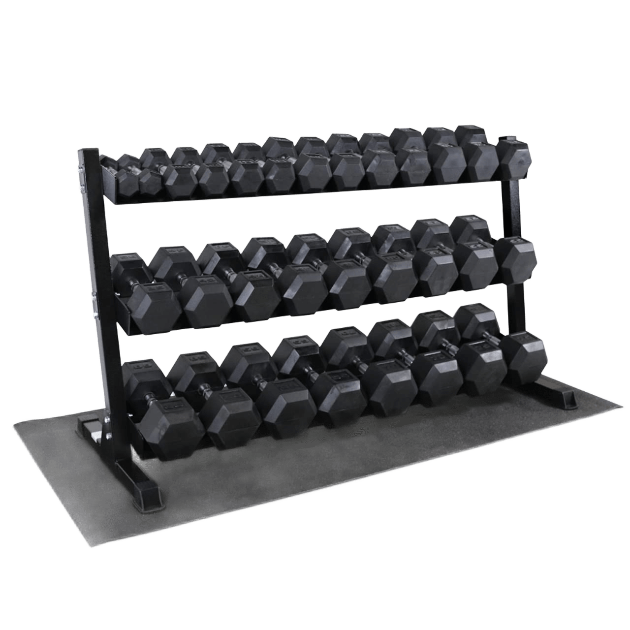 SET MANCUERNAS HEXAGONALES 2.5 A 30 KG CON SOPORTE 3 ALTURAS