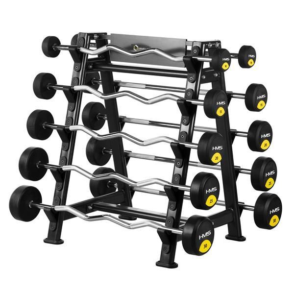 SET BARRAS FIJAS CURVAS/RECTAS DE ACERO Y GOMA CON SOPORTE HMS PREMIUM