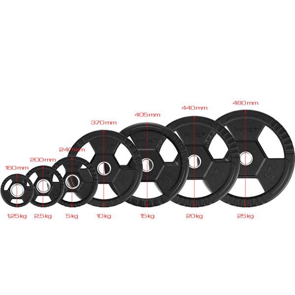 SET 100/150 KG DISCOS OLÍMPICOS DE ACERO Y CAUCHO HMS TOH