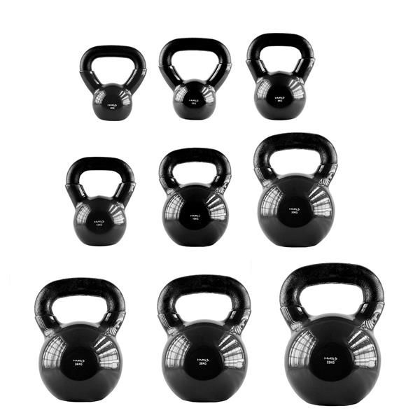 SET KETTLEBELLS DE HIERRO FUNDIDO Y NEOPRENO DE 4 A 32 KG HMS KNV