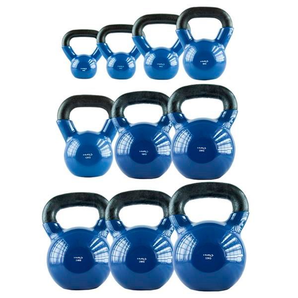 SET KETTLEBELLS DE HIERRO FUNDIDO Y NEOPRENO DE 4 A 32 KG HMS KNV