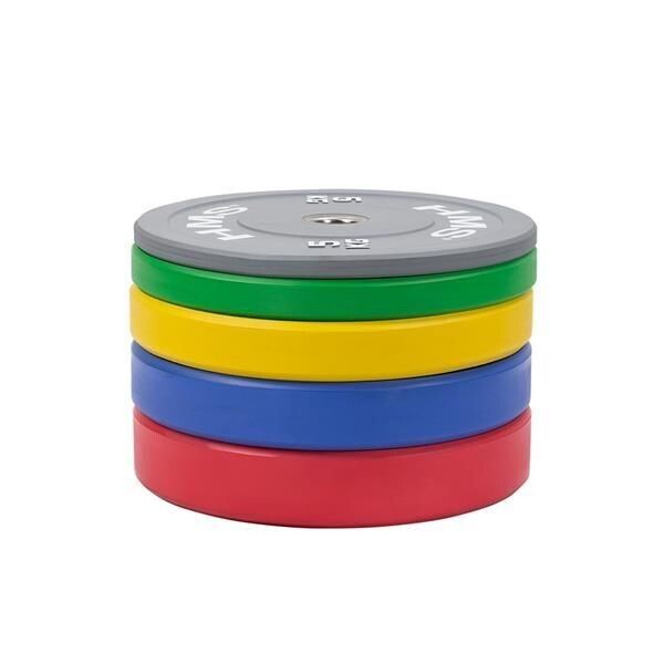 SET 100/150 KG DISCOS BUMPER DE COLOR HMS PRO