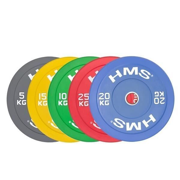 SET 100/150 KG DISCOS BUMPER DE COLOR HMS PRO