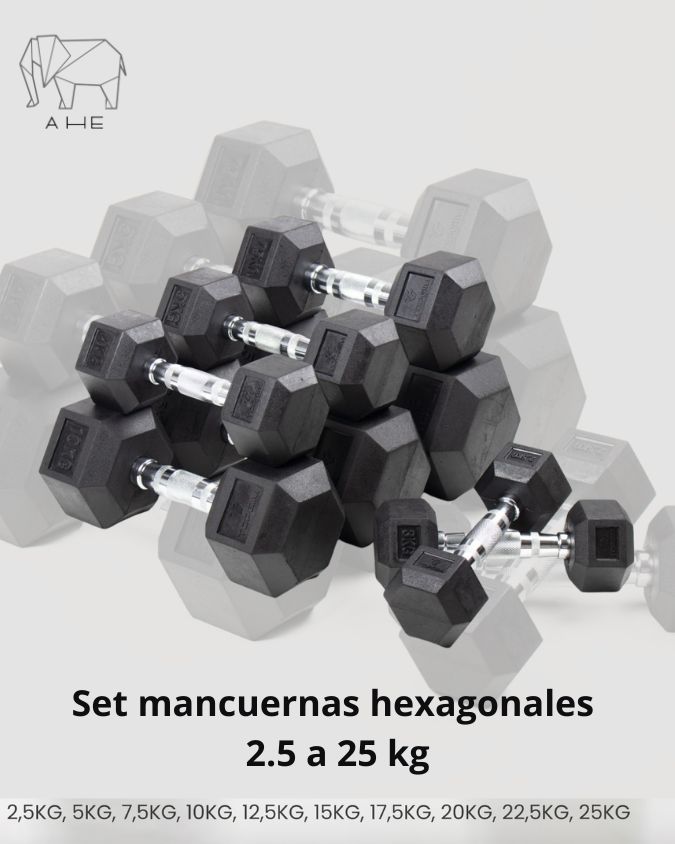 Set Mancuernas Hexagonales AHE 2.5 a 25 kg / 2.5 a 40 kg