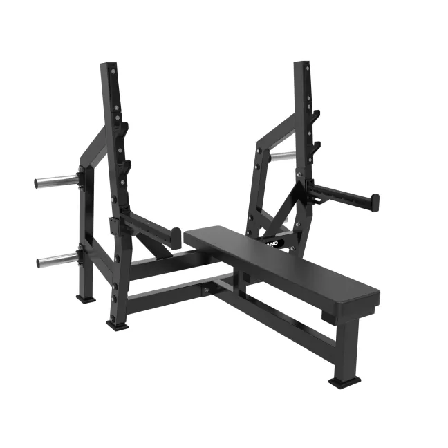 BANCO PLANO PROFESIONAL CON RACK GRAND FITNESS