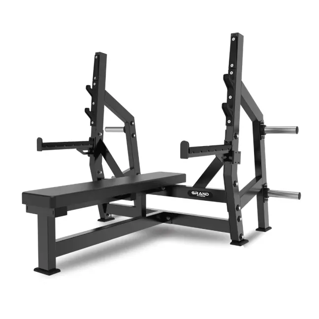 BANCO PLANO PROFESIONAL CON RACK GRAND FITNESS