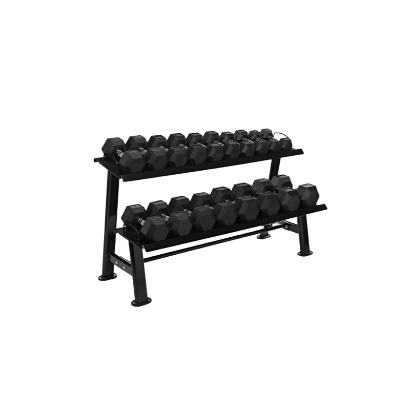 Set Mancuernas Hexagonales de Goma 2.5 a 20kg con soporte Set Mancuernas Hexagonales de Goma 2.5 a 20kg con soporte