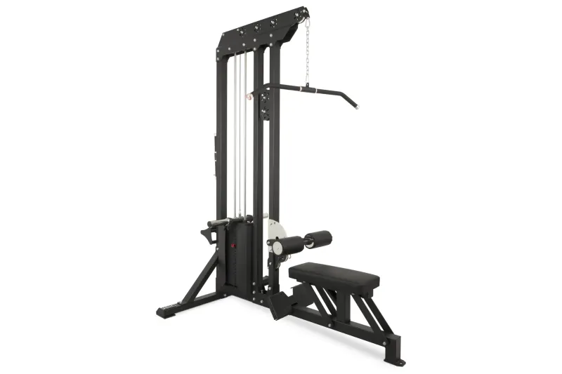 Máquina de jalón al pecho/remo sentado Profesional Pivot Fitness con 95 kg (Peso Ampliable)