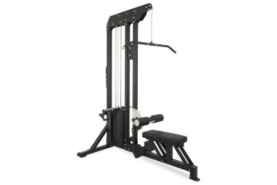 Máquina de jalón al pecho/remo sentado Profesional Pivot Fitness con 95 kg (Peso Ampliable)