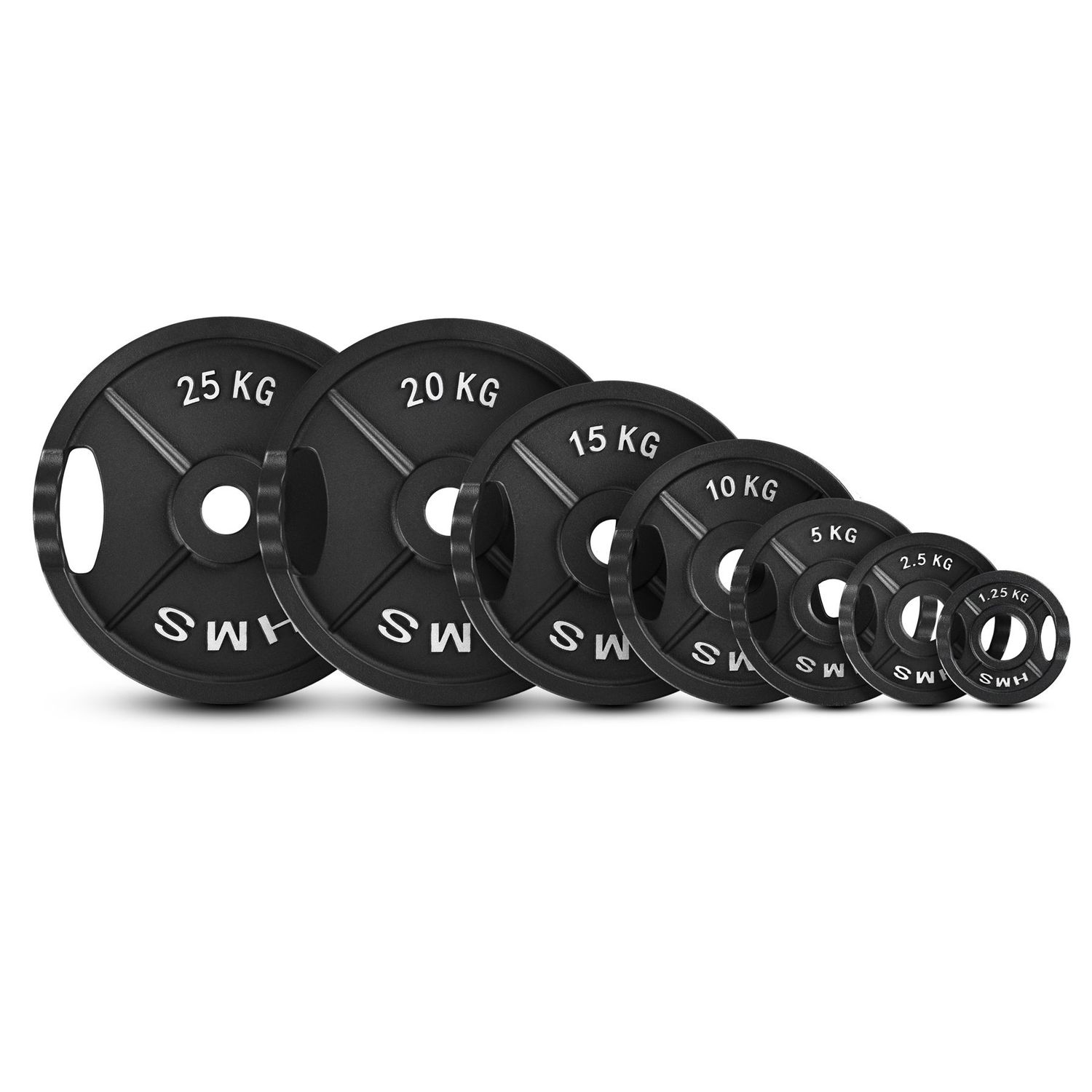 Set 100/150kg discos olímpiocos profesionales de hierro fundido  2 agarres HMS