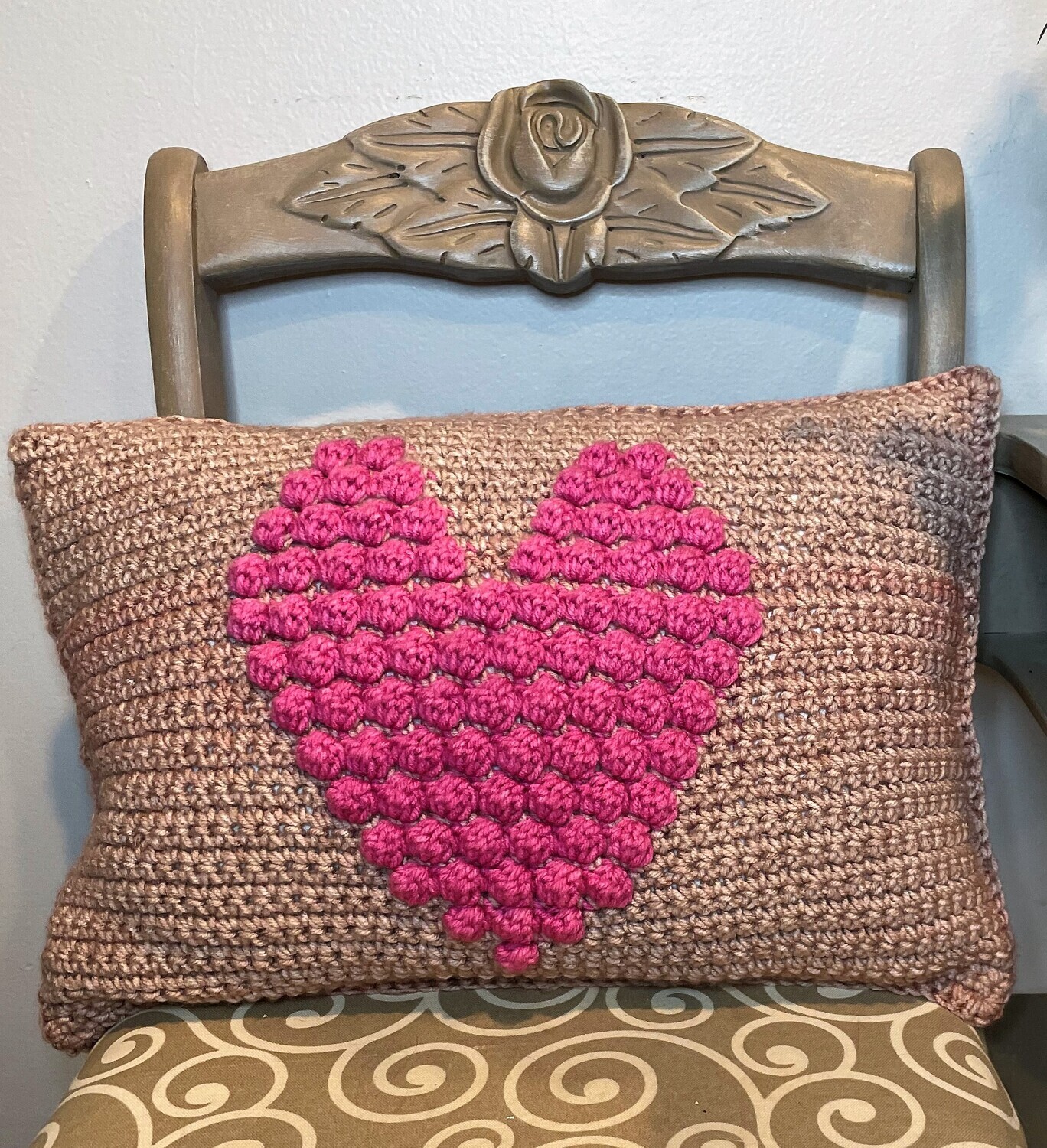Choose Love / Heart Crochet Decorative Pillow