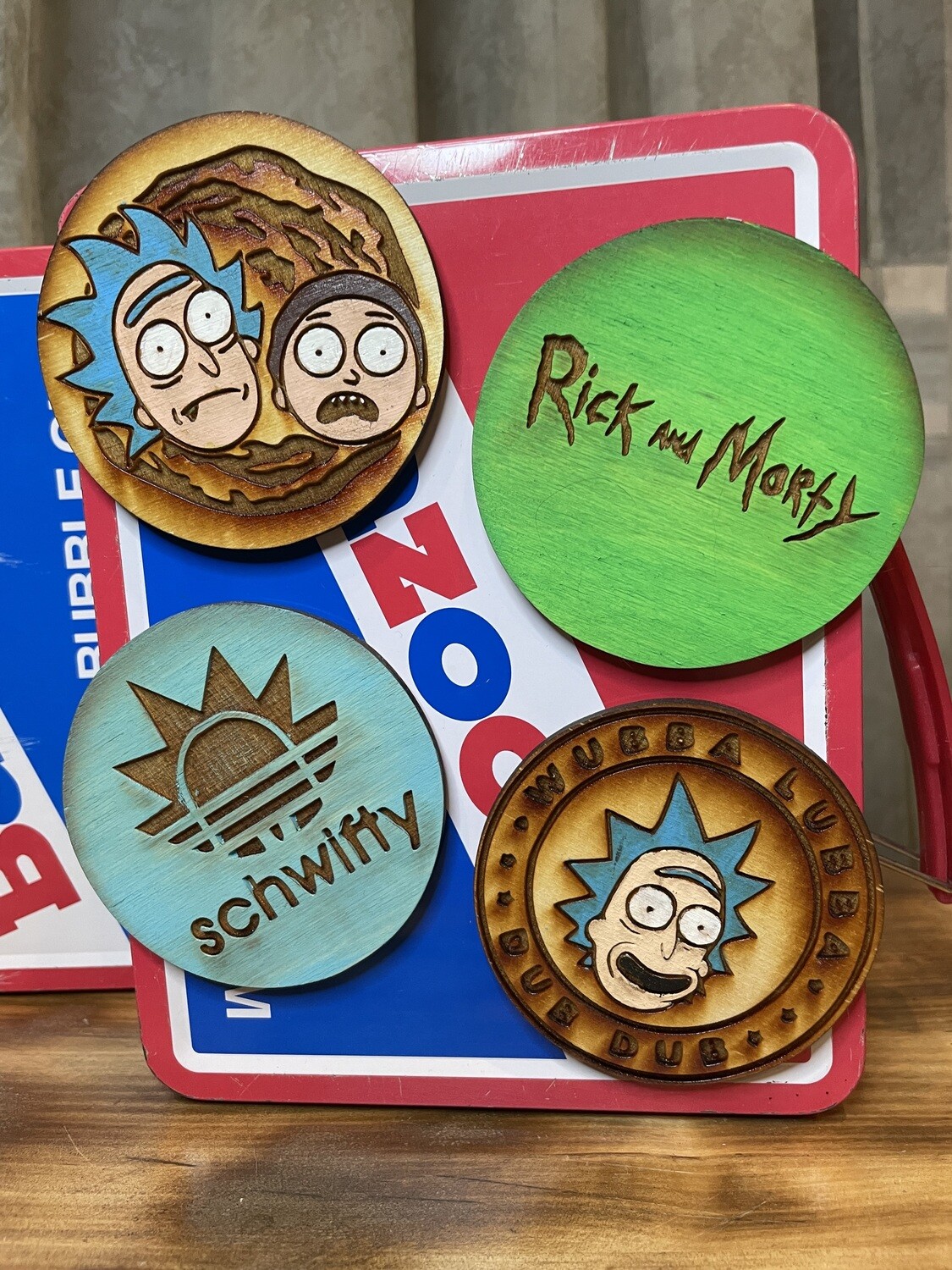 Rick & Morty Laser Cut Wood Magnets- Set E