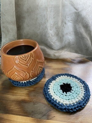 Evil Eye Crocheted Coasters