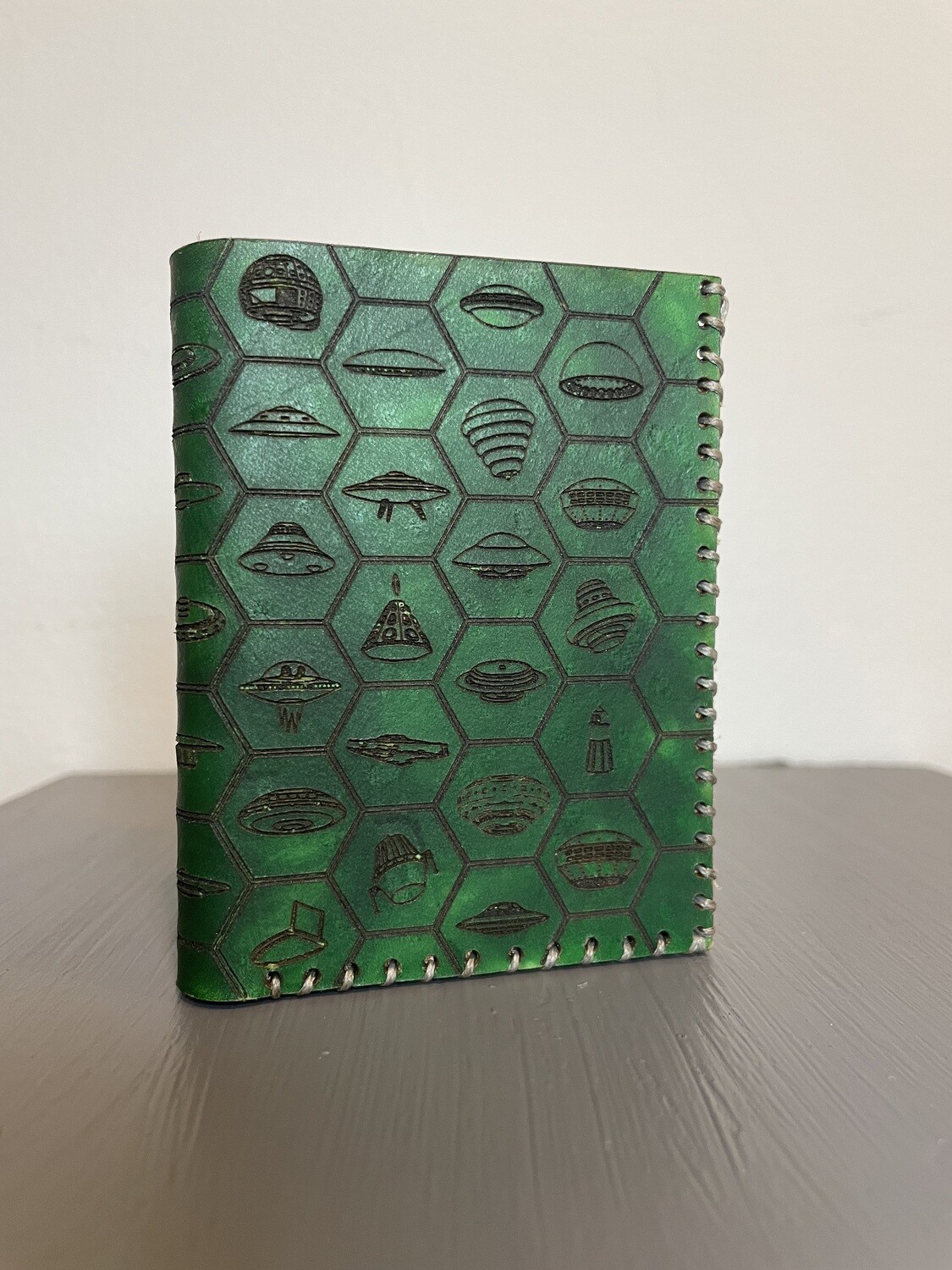 Double Green Out of this World Bifold Laser Engraved Leather Wallet