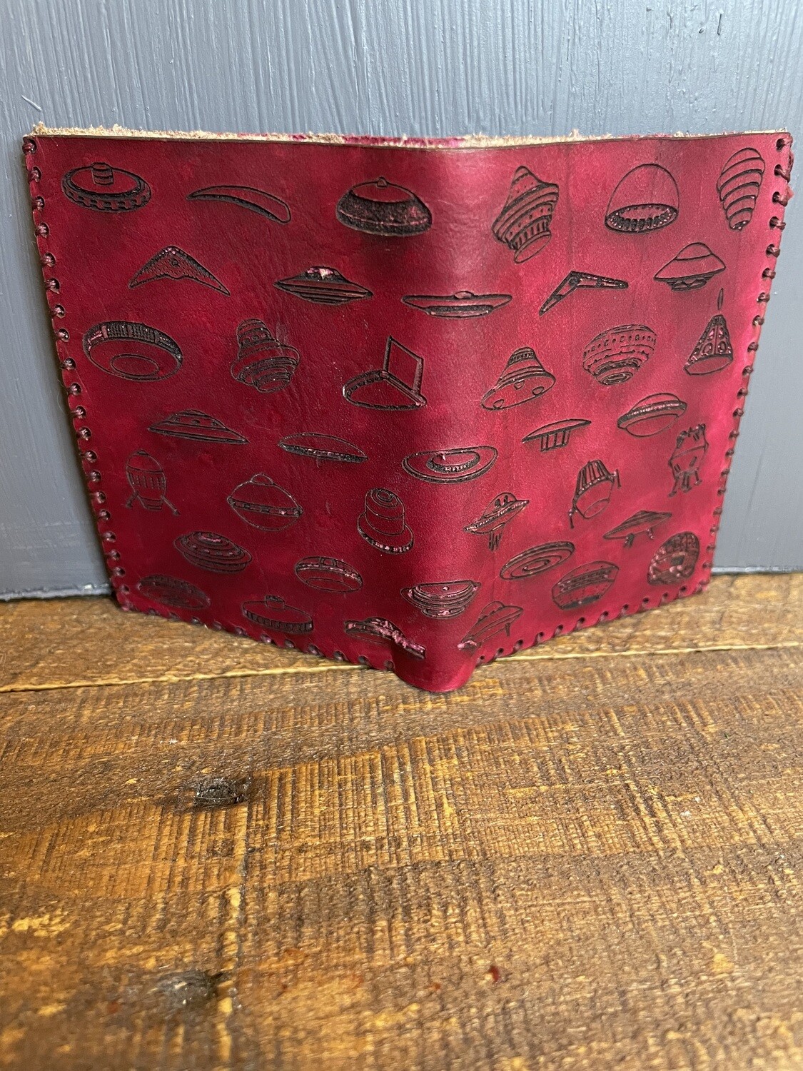 Red Out of this World Bifold Laser Engraved Leather Wallet