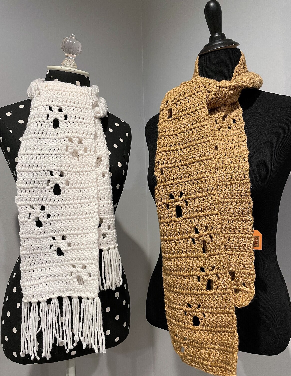 Hand Crocheted Paw Print Scarves