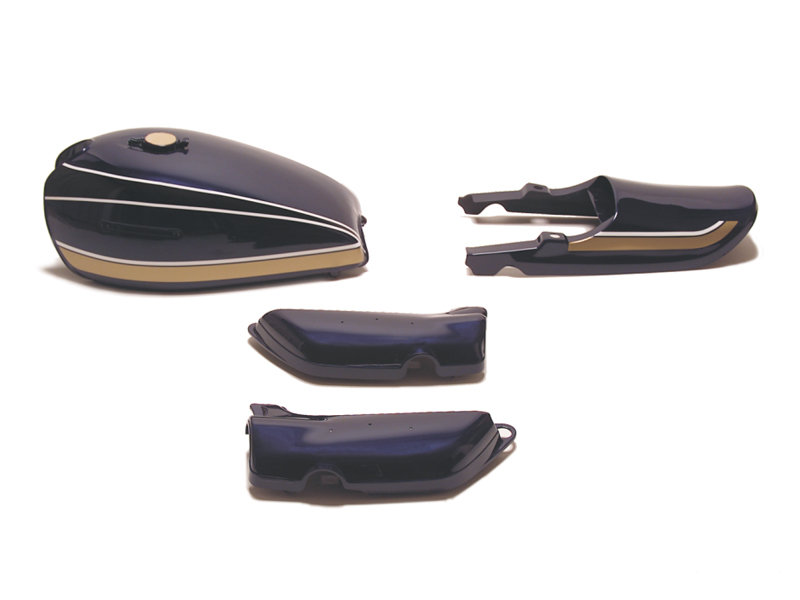 Kawasaki Z1B Painted Set Candy Super Blue Tank side covers tail piece
