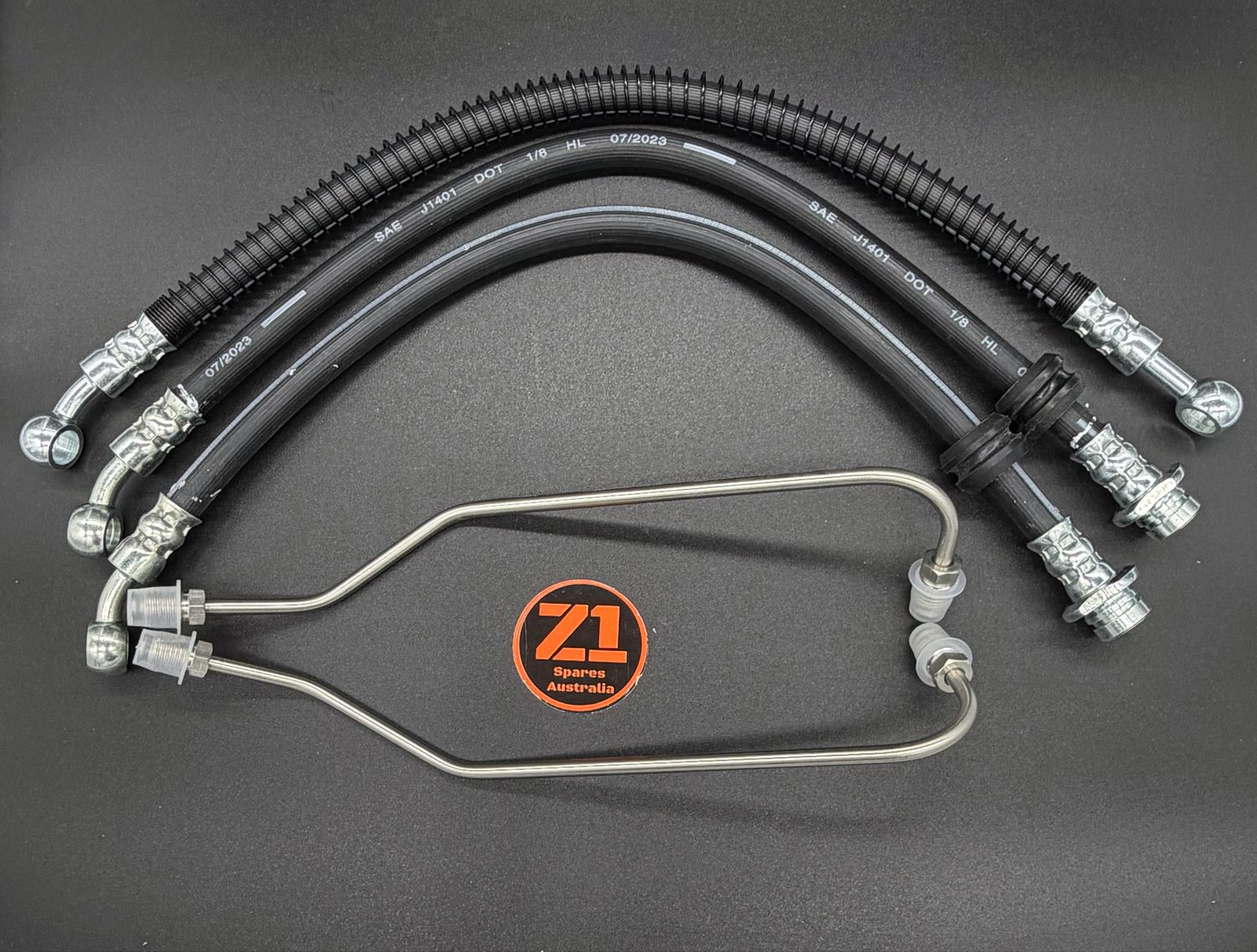 KAWASAKI Z1 Z 900 A4 Z 1000 A1 front brake hose line pipe set kit twin disc, Stainless Steel Pipes