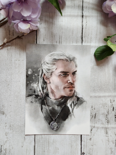 The Witcher Geralt/Yennefer/Ciri/Jaskier, Dimentions: Geralt 5X7 Postcard