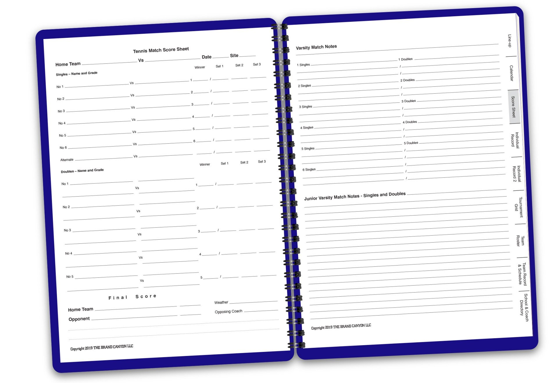 Royal Blue Tennis Score Book