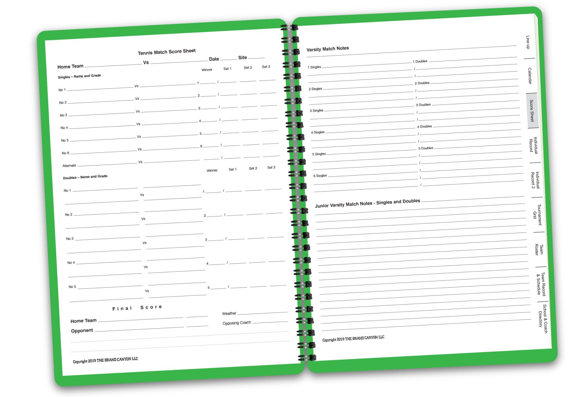 Emerald Tennis Score Book