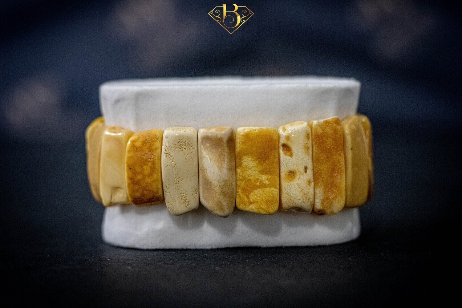 Yellow-White Amber Bracelet Heavy