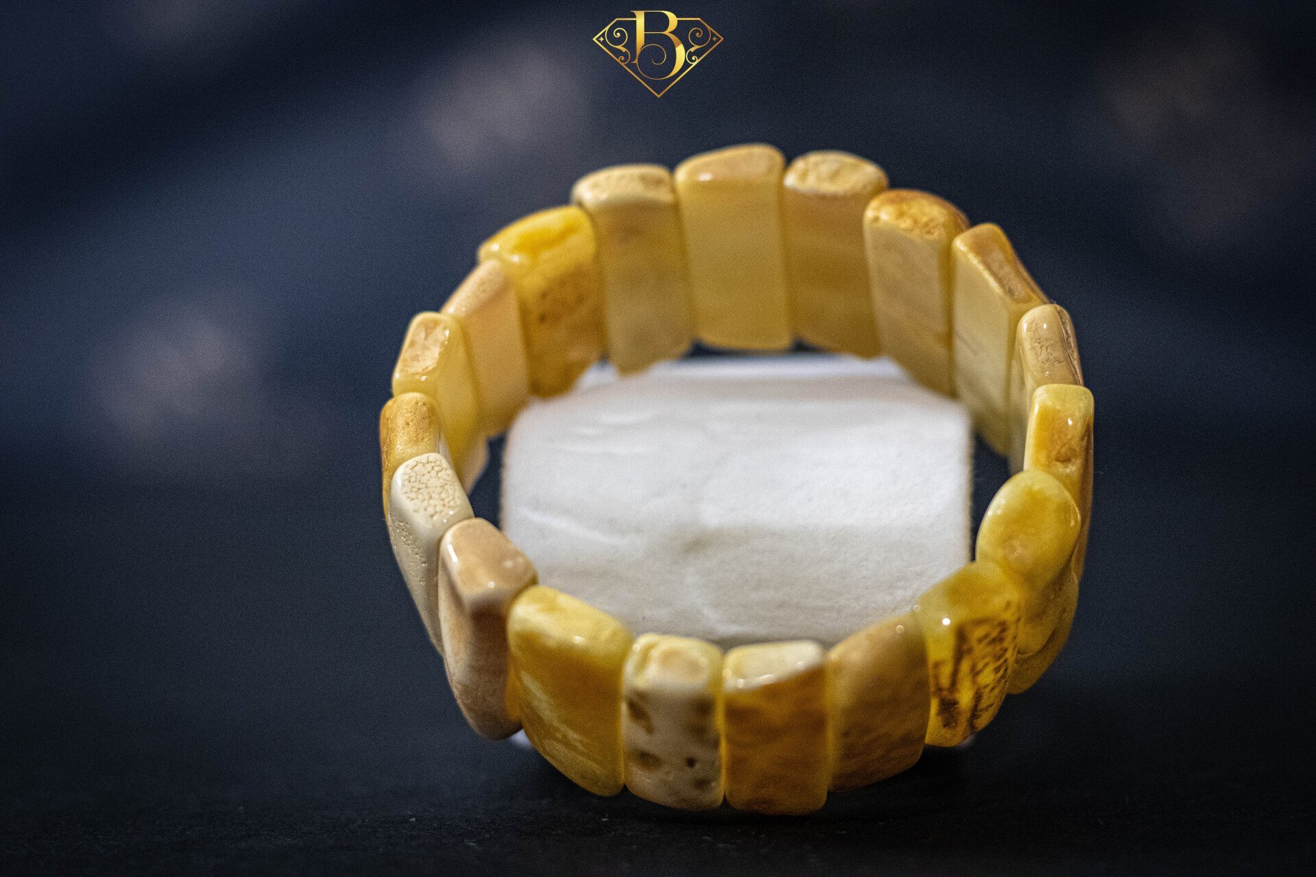Yellow-White Amber Bracelet Heavy